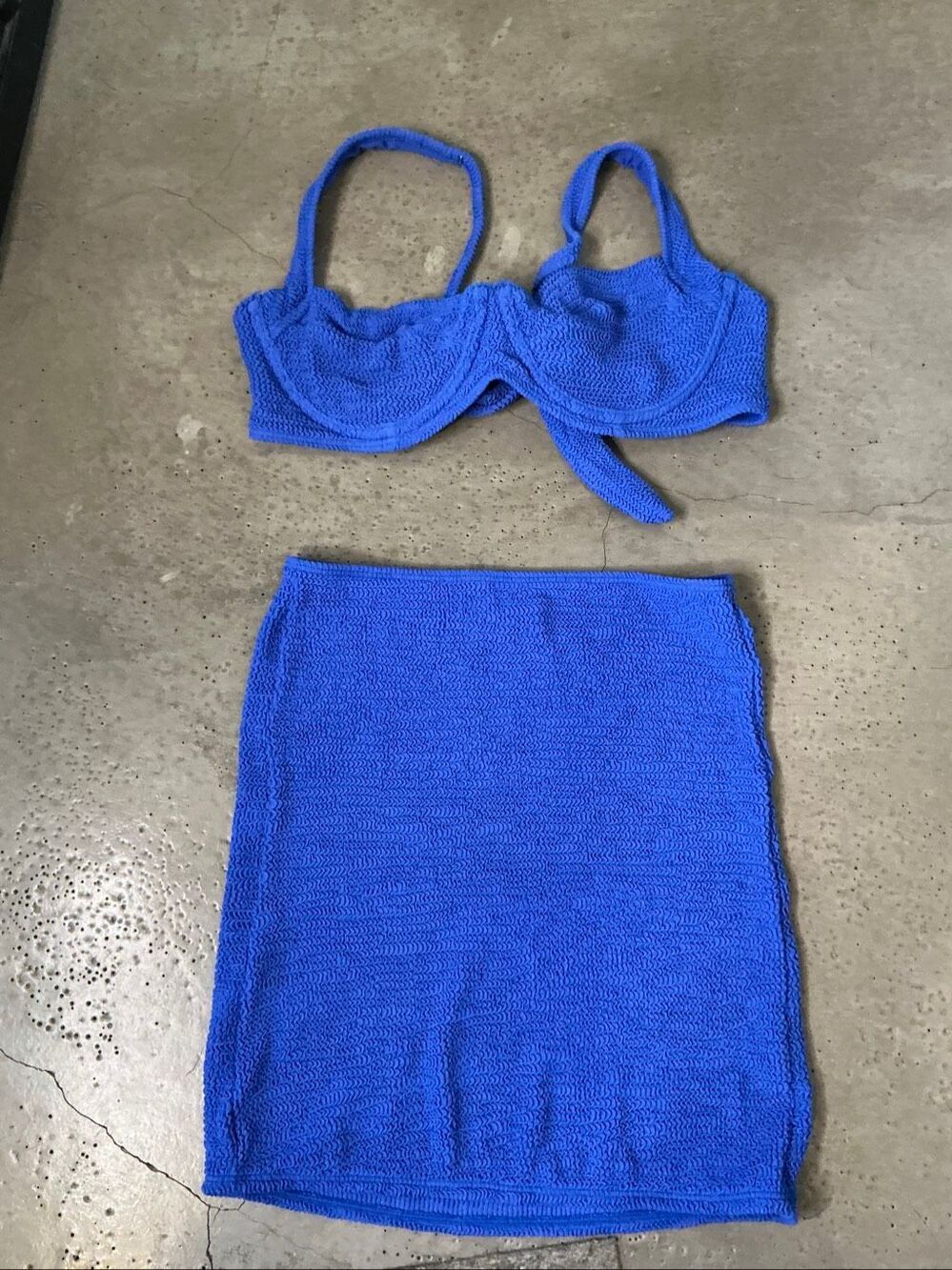 Monday Swimwear Bikini Top and Skirt | Blue in S/M